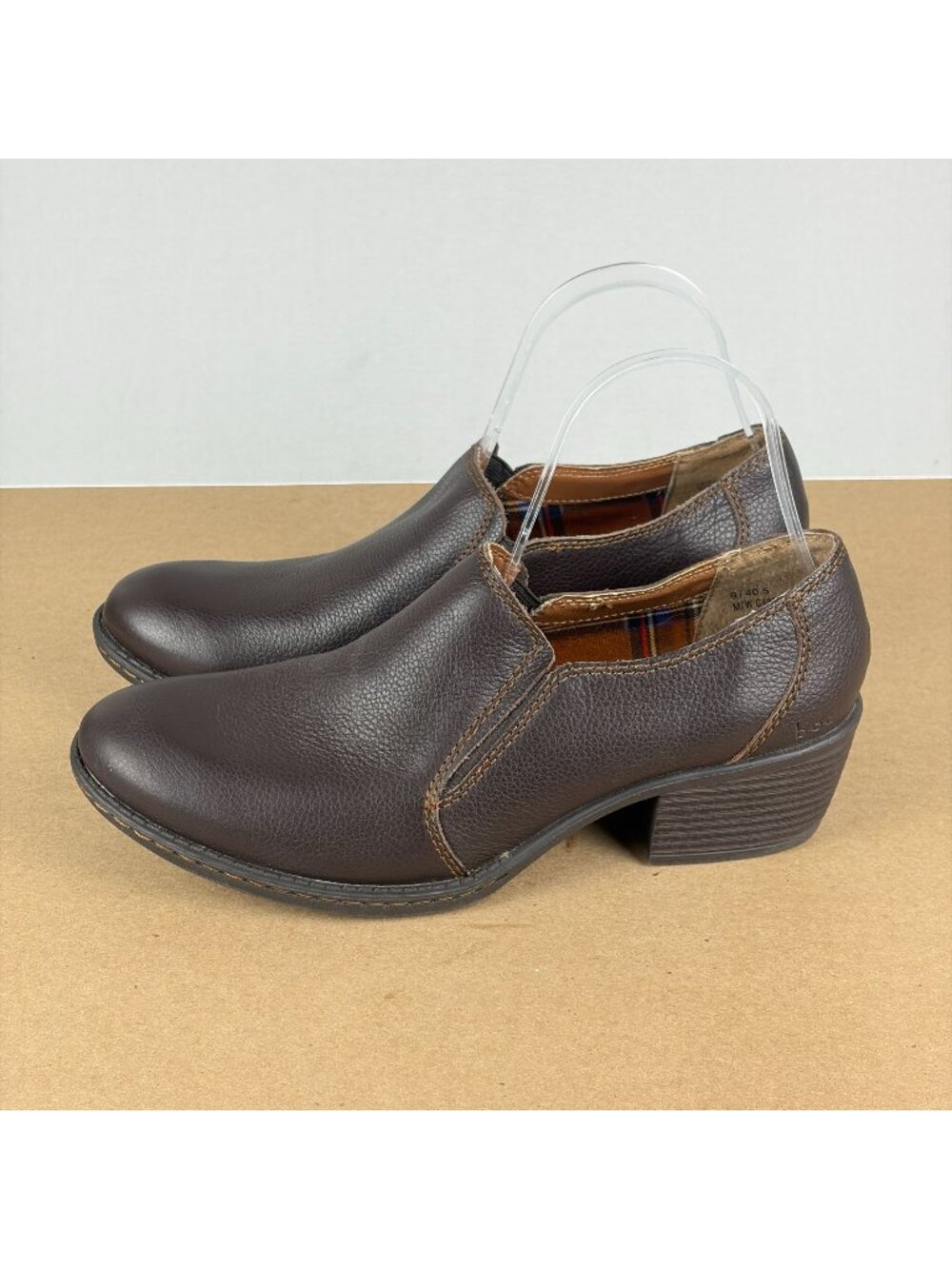 boc Born Concept Leather Heeled Bootie Womens 9 Brown Slip On Casual Comfort